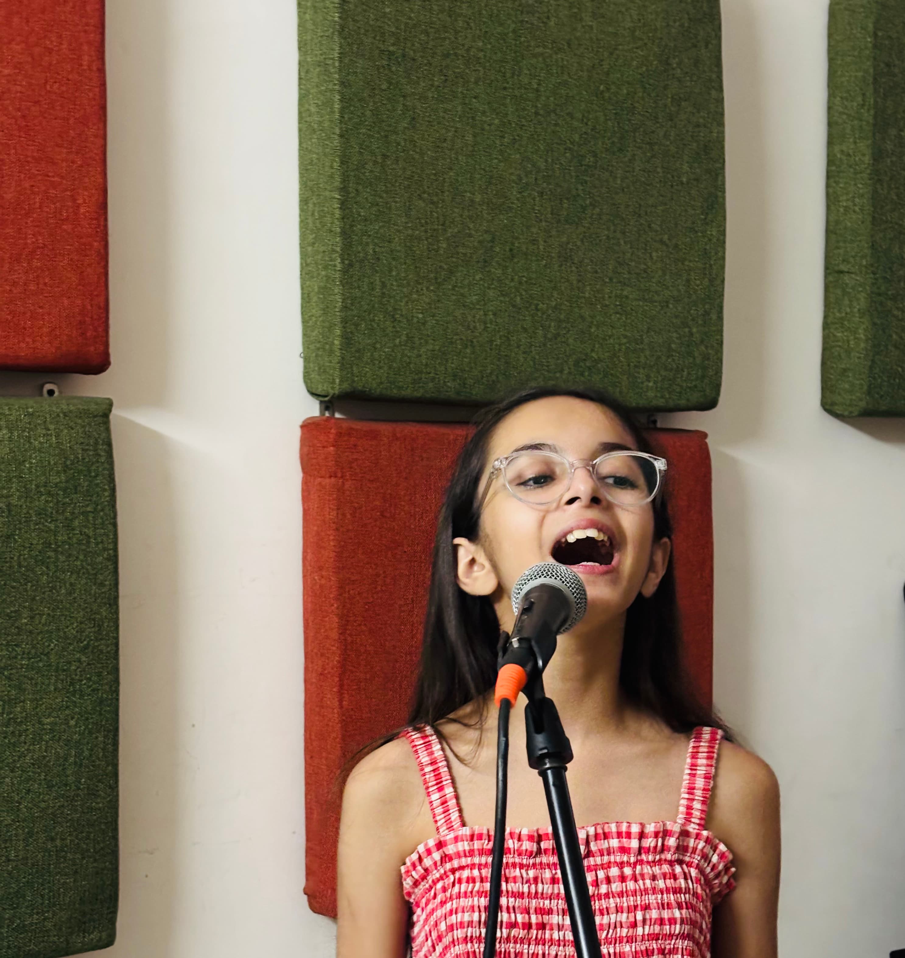 Young singer performing